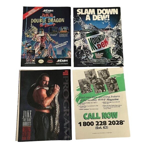 Vintage 1980s 1990s WWF Magazine Lot 10+ Von Erich Hulk Flair Poster Ads Trivia - Picture 15 of 16